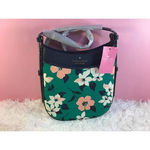 Kate Spade Leila Lily Blooms Canvas North South Crossbody Purse NWT